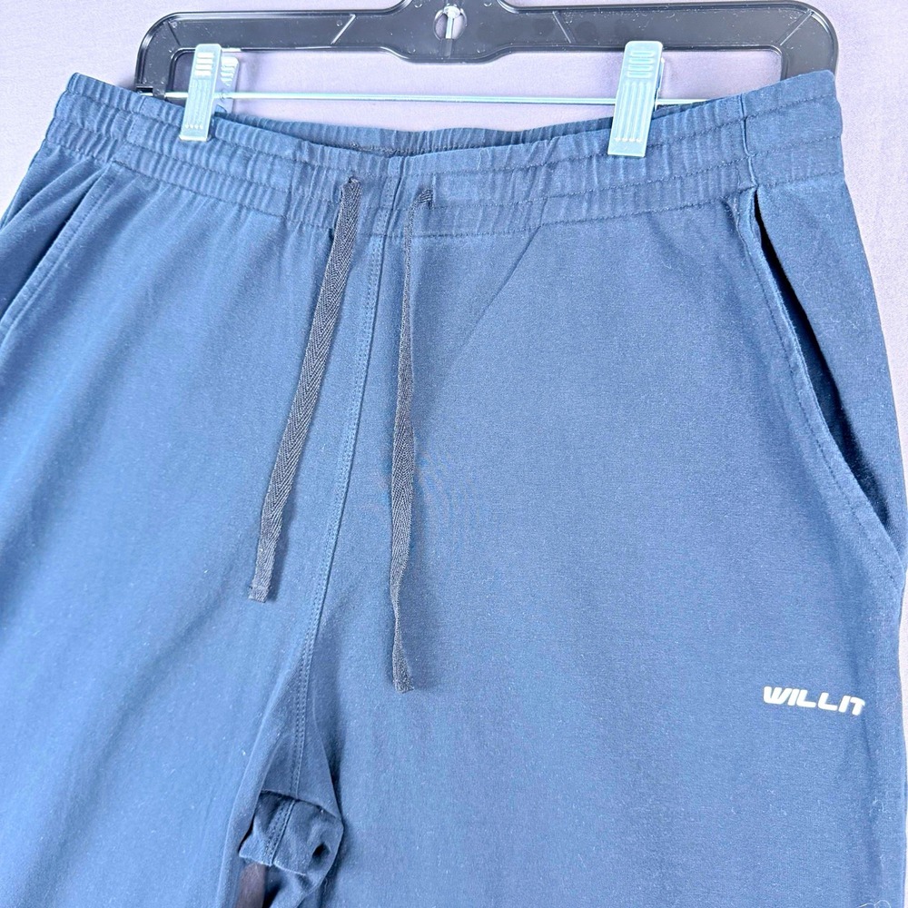 Willit Men's Sweatpants Blue M Drawstring Elastic Waist Pockets Straight Leg 31"